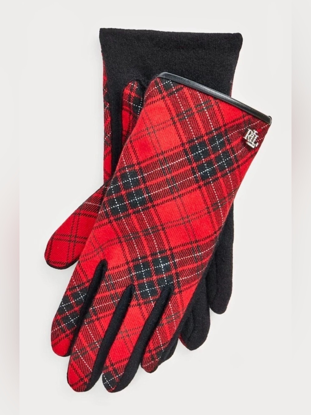 Lauren Ralph Lauren Plaid Tech Gloves Red & Black NWT
